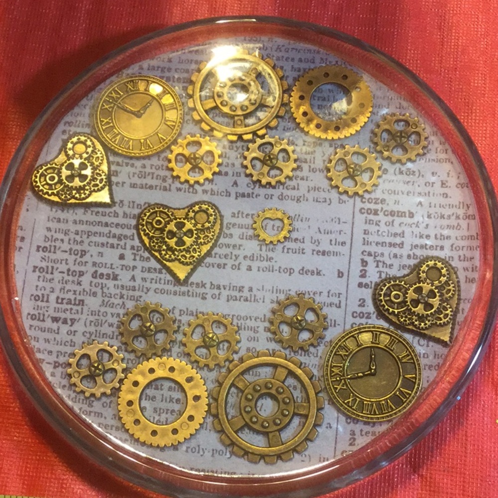 6 in extra large steampunk resin coaster.